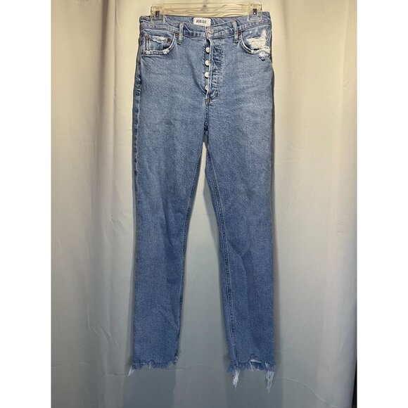 Agolde 26 Jeans Distressed High-Waisted Button-Fly Vintage- inspired Light Blue - Picture 1 of 6